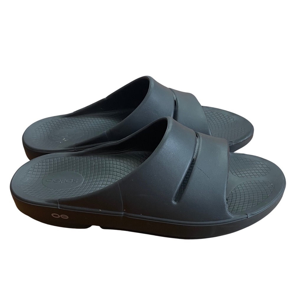 OOFOS OOahh Slide Sandals Black Recovery Footwear Womens 13 Mens 11 EU 44